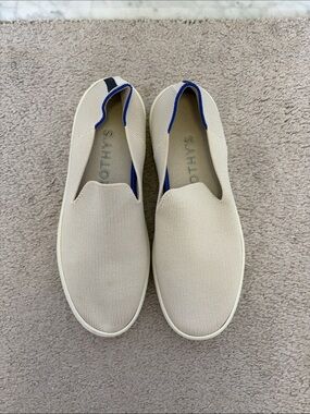 Rothy's Cream Slip-On Loafers with Blue Trim - Women